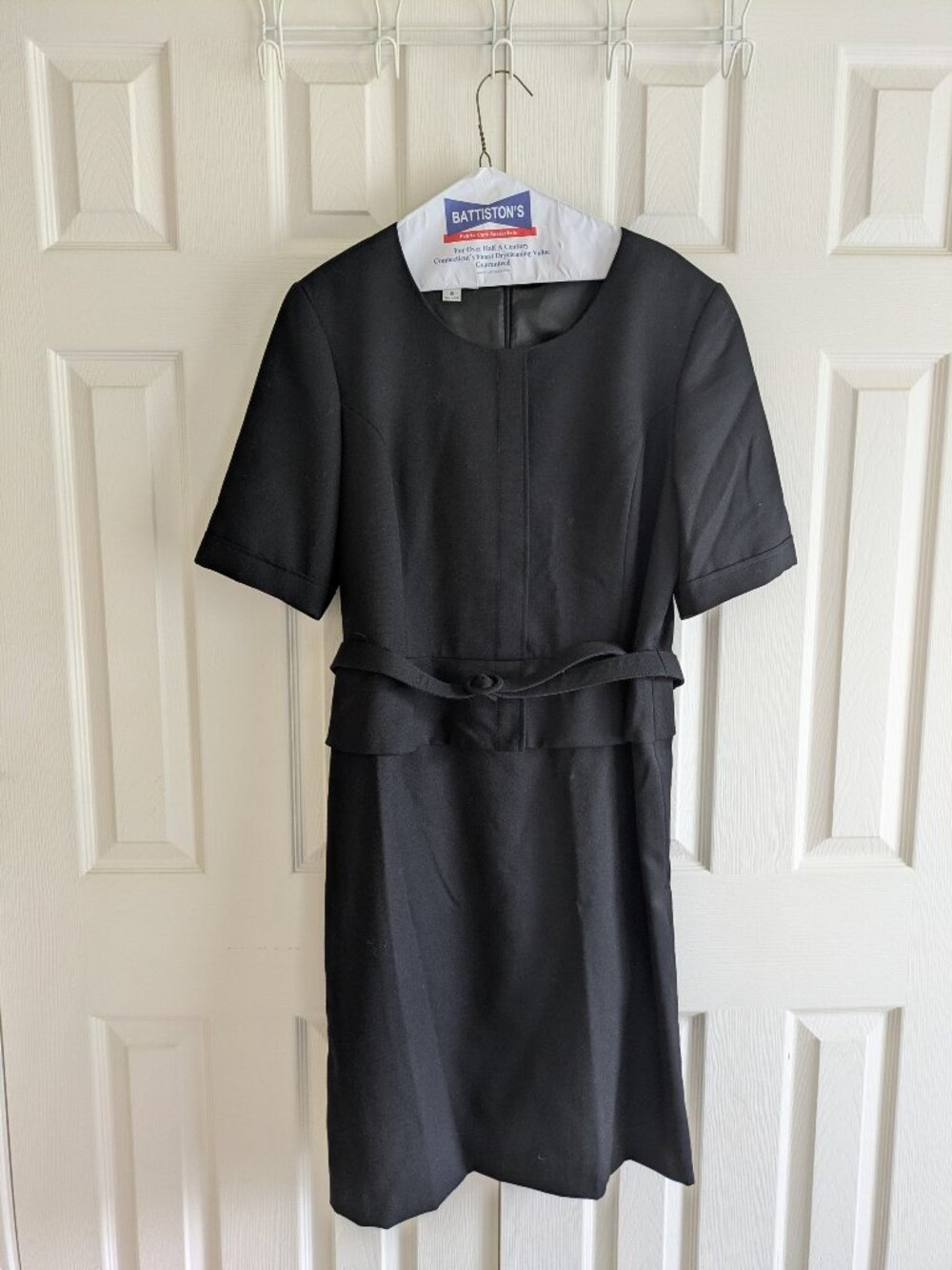 Pendleton Black Knee Length Dress with Belt, Size 16